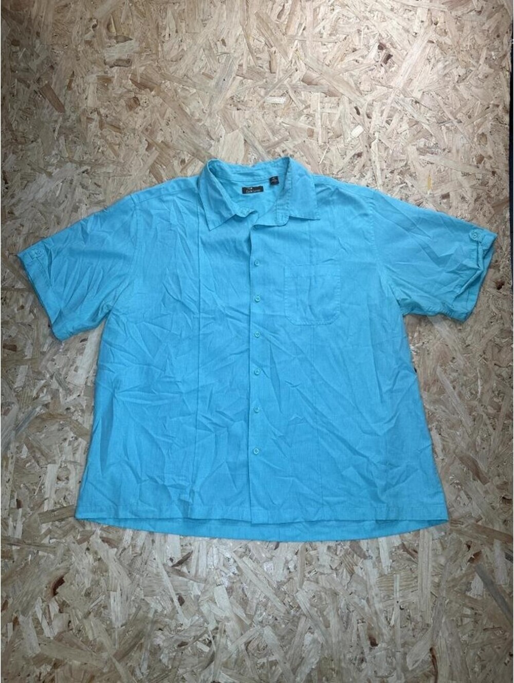 Cafe Luna Guayabera Shirt Mens 2XL Blue Short Sleeve Button Up Casual Camp